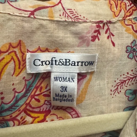 Women’s 3x Croft & Barrow Paisley Button down top shirt - Picture 3 of 7